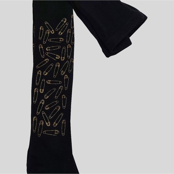 Zubii Girl's Footed Tights Size 10 Black with Pins Pack of 2 - Picture 4 of 4